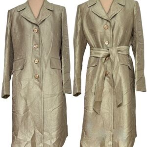 coat trench KASPER 6P gold metallic vintage pockets classic day night unique